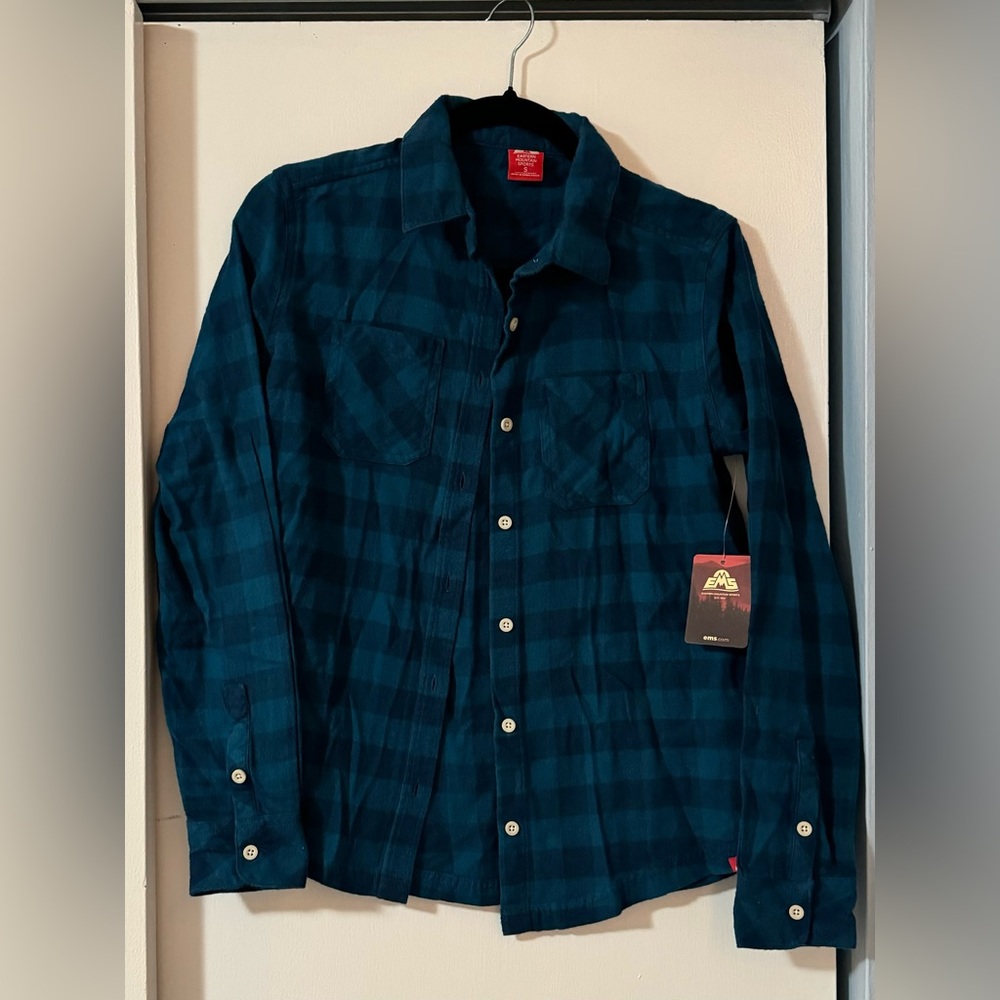 New Eastern Mountain Sports (EMS) Timber Flannel, Moroccan Blue